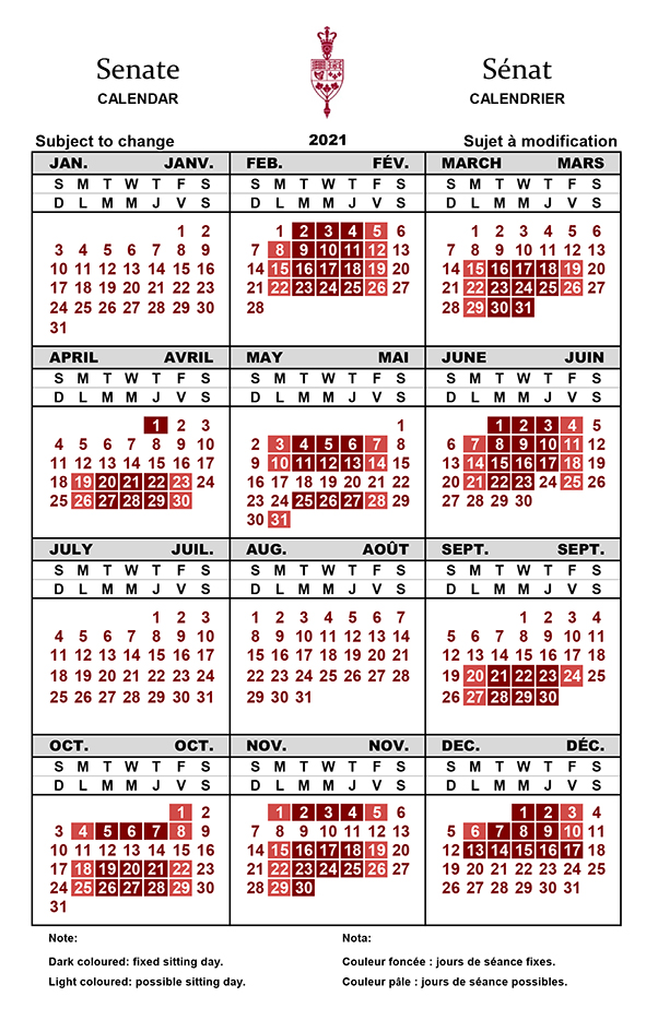 Calendrier annuel 2021