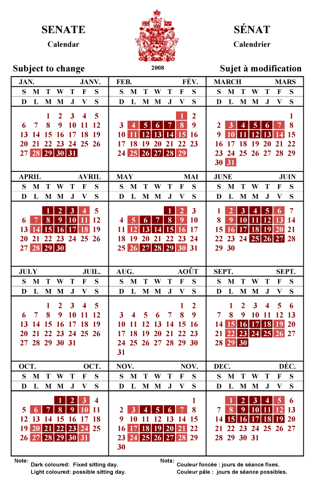 Calendrier annuel 2008